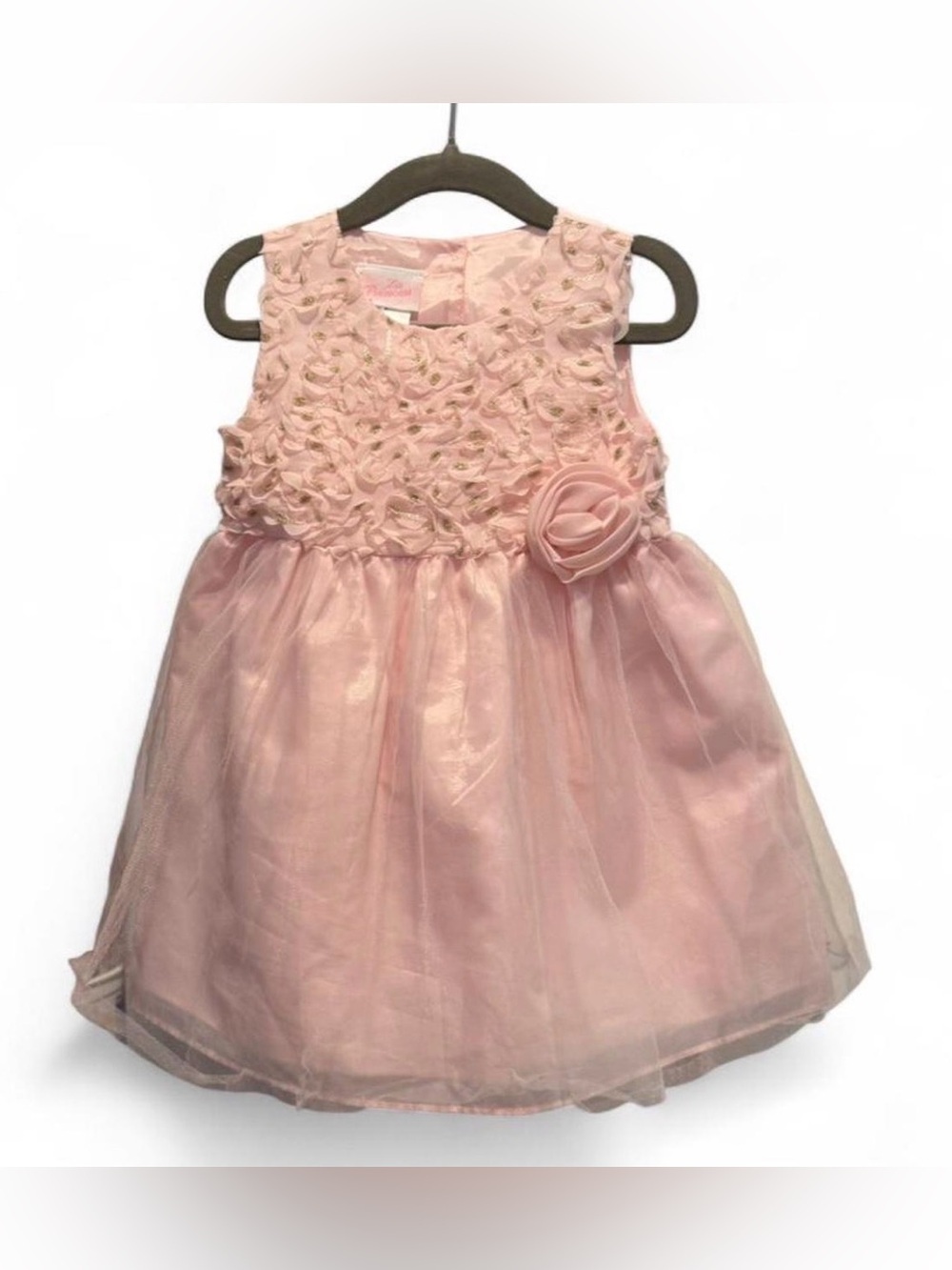 Toddler Pink Rosette Tulle Party Dress